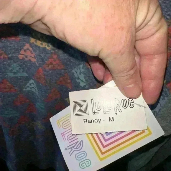 Lularoe Medium blue faded wash Randy baseball T with grey sleeves. NWT stretchy! - Picture 4 of 7